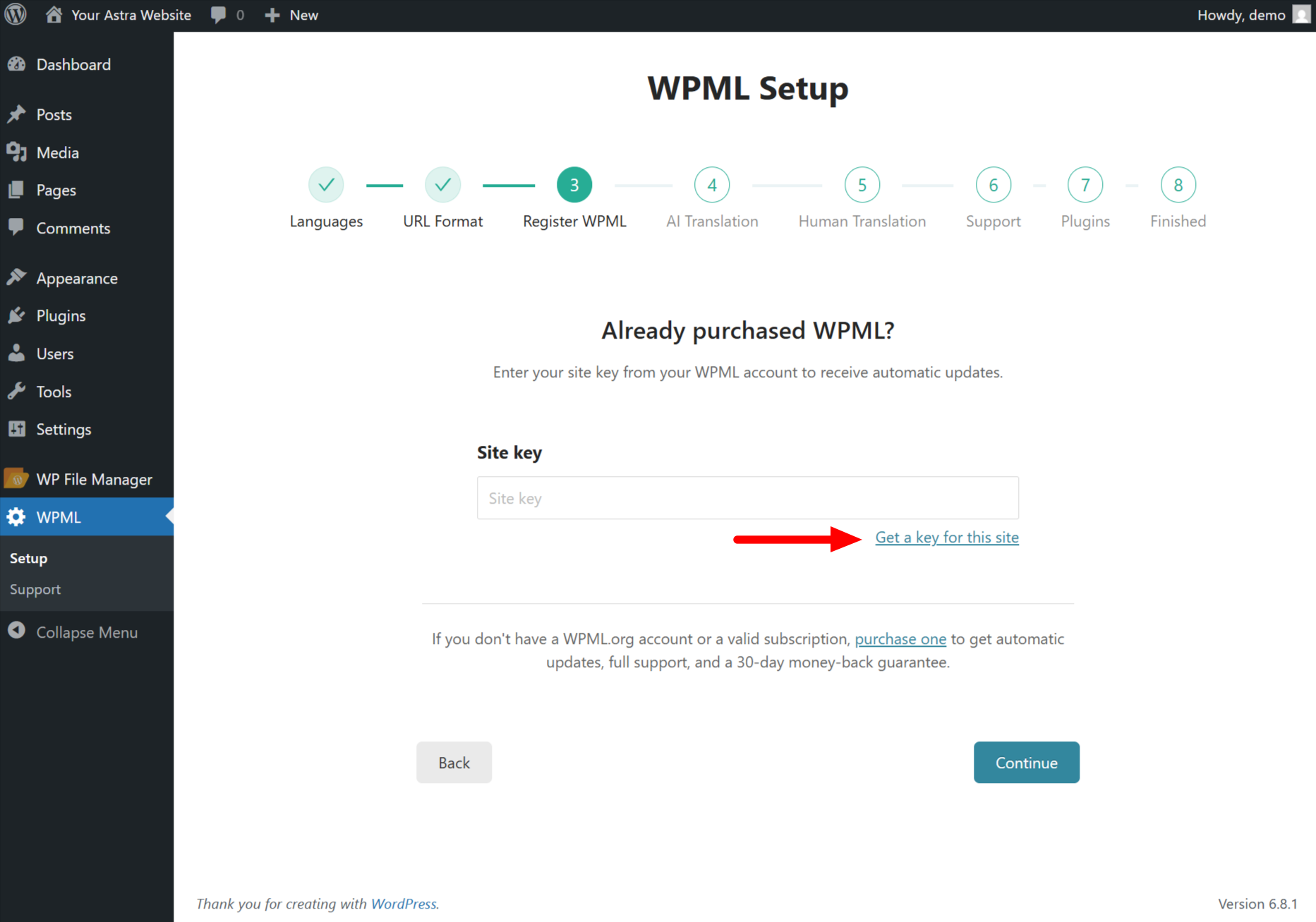 Register WPML