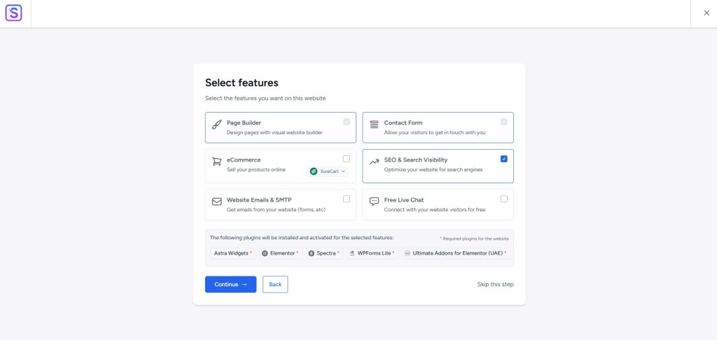 Select features with Astra
