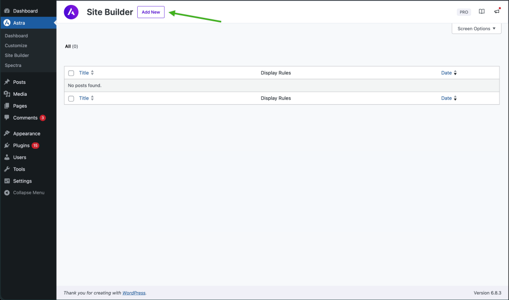 Add new page header