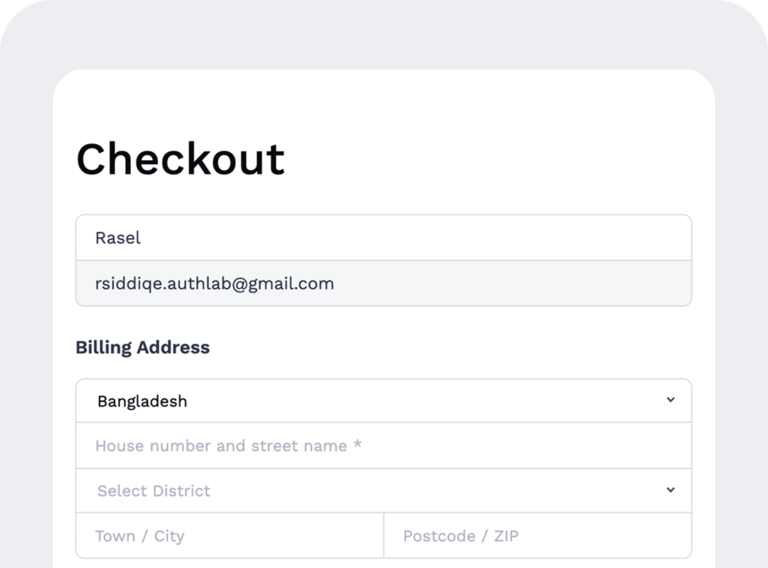 straightforward checkout as part of the WordPress admin interface