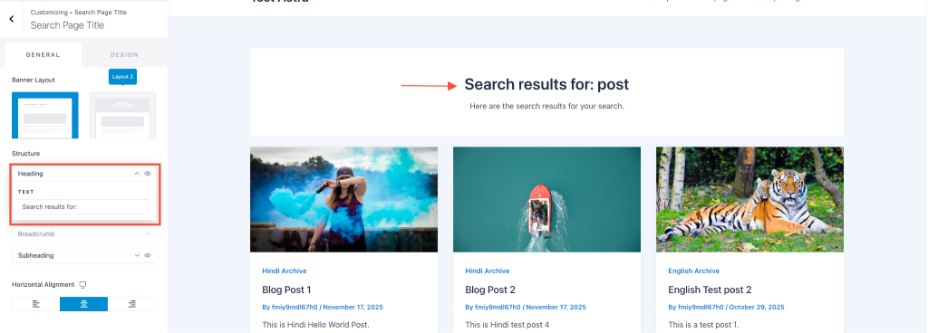 search page title